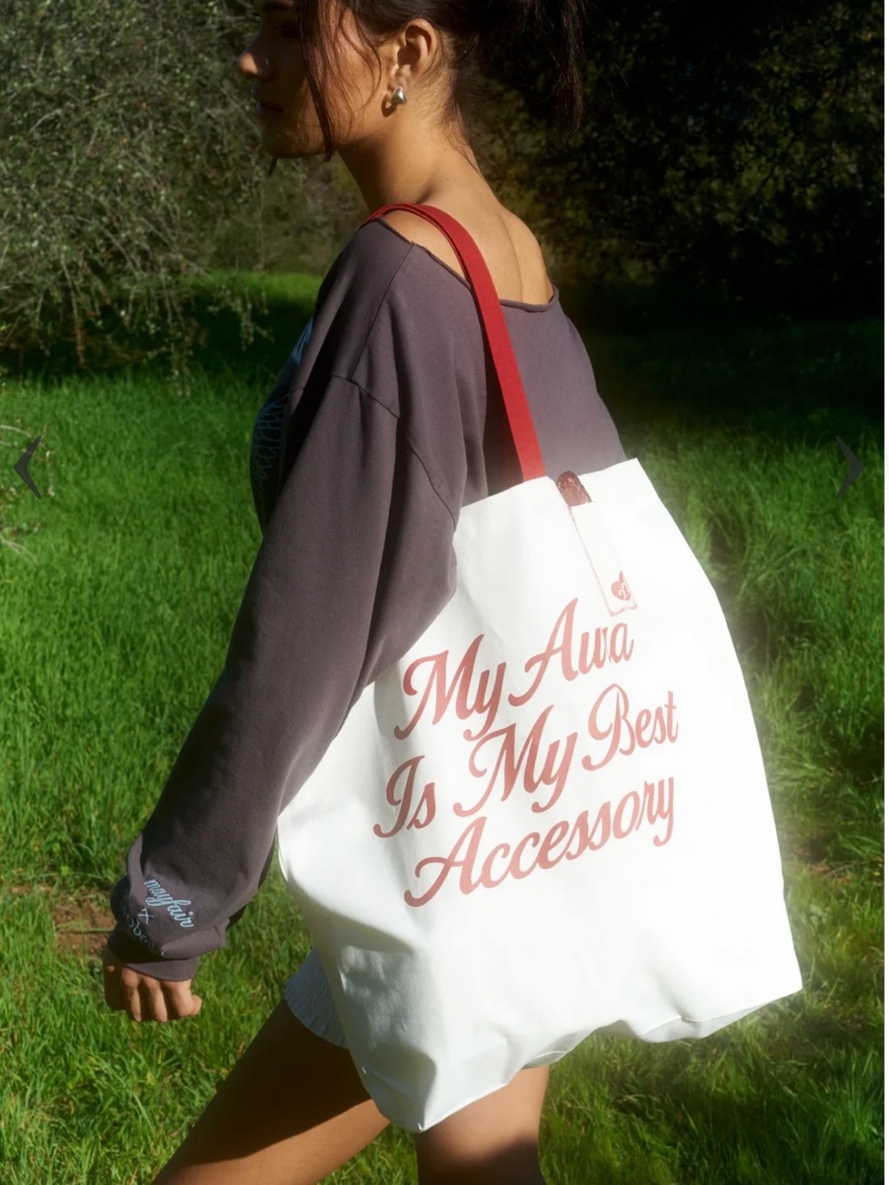 The Mayfair Group Bag with Red Script and Red Handles - Everyday Statement Tote